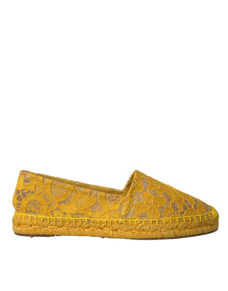 Yellow Taormina Lace Espadrille Loafers Flats Shoes - IzzySauvage