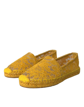 Yellow Taormina Lace Espadrille Loafers Flats Shoes - IzzySauvage