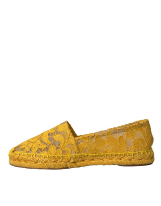 Yellow Taormina Lace Espadrille Loafers Flats Shoes - IzzySauvage