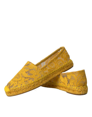 Yellow Taormina Lace Espadrille Loafers Flats Shoes - IzzySauvage