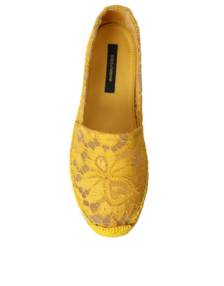 Yellow Taormina Lace Espadrille Loafers Flats Shoes - IzzySauvage