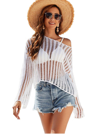 Off-Shoulder Crochet Knit Summer Blouse - IzzySauvage