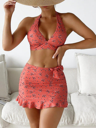 Floral Three Piece Cami Dress Bikini - IzzySauvage